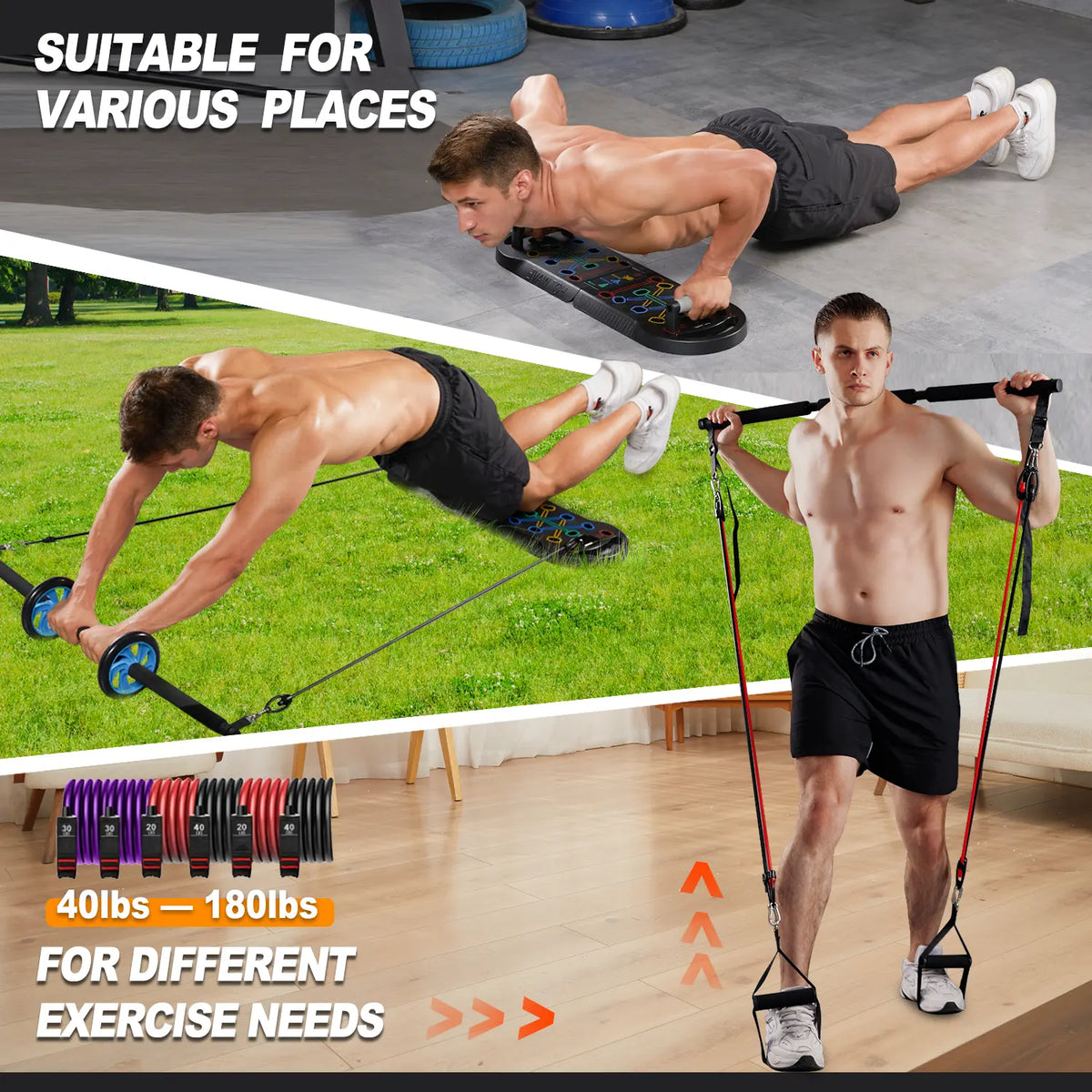HOTWAVE Professional Push-Up Board for Strength Training - Versatile Home Workout Station with Non-Slip Handles for Chest, Shoulders, Back & Triceps