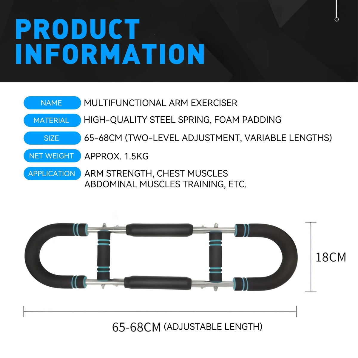 Adjustable Power Twister Bar with 60-110Lb Spring Resistance - Portable Hand Grip Trainer for Strength Training and Chest Exercises at Home