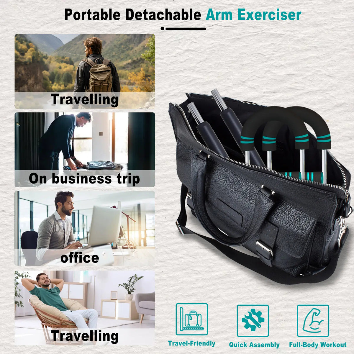 HOTWAVE Adjustable Arm and Chest Trainer for Upper Body Strength - Portable Spring Resistance Fitness Equipment