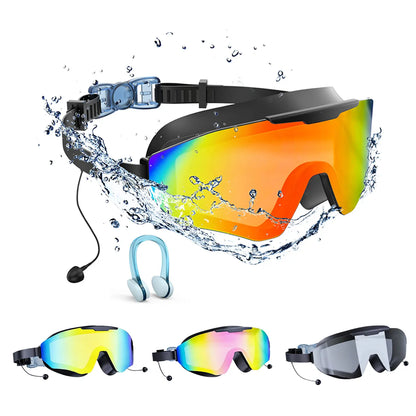 Outly Dual Swim Goggles Set with Adjustable Ear Plugs, Wide Silicone Frame for Adults and Children Ages 4-12, Anti-Fog UV Protection, 180° Leak-Proof Visibility for Pool Use