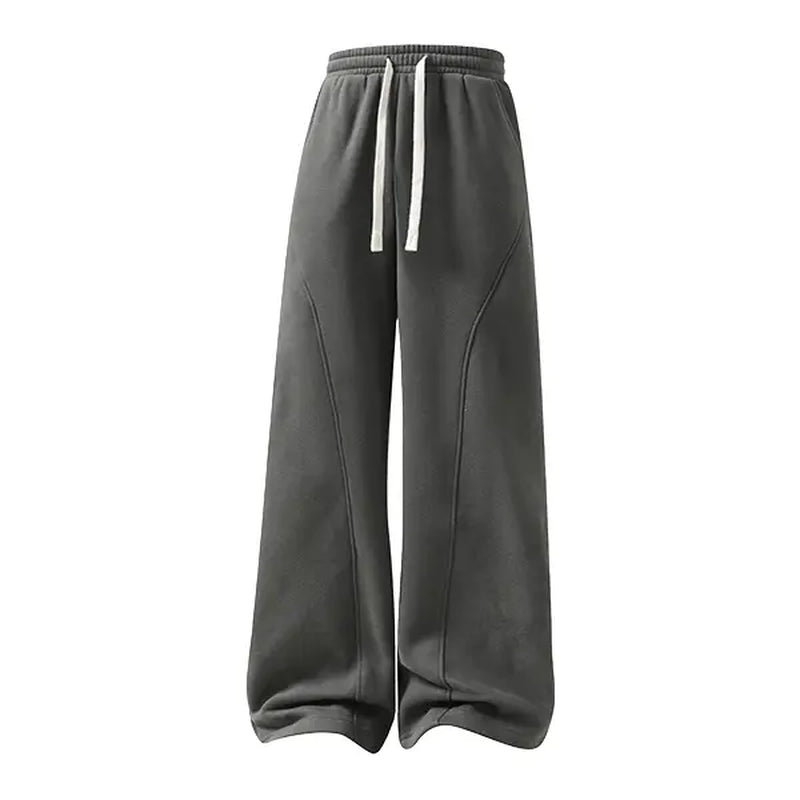 Men's Solid-Color Drawstring Pants with Curved Blade Design - Comfortable and Versatile Trousers for All Seasons and Everyday Layering in Beige.