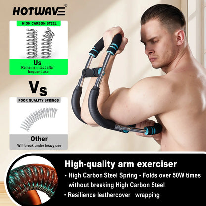 HOTWAVE Adjustable Arm and Chest Trainer for Upper Body Strength - Portable Spring Resistance Fitness Equipment