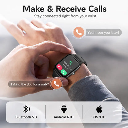 Premium Touch Screen Smart Watch for Men and Women with Message Notifications, Step Tracking, Alarm, Timer, Music Control, Comfortable Strap, Compatible with iOS and Android Smartphones - Ideal Back to School Gift