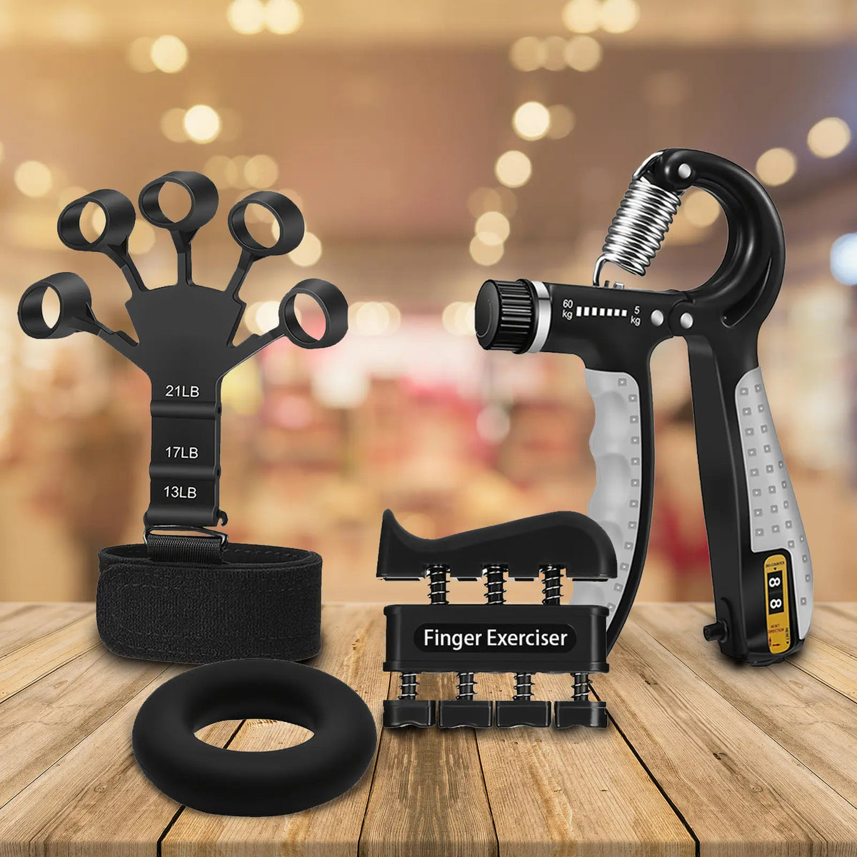 Unisex Adjustable Resistance Variable Wave Shape Rubber Pro Grip Trainer Set - 4-Pack (10-130 Lbs) for Strength Training, Forearm Development, and Carpal Tunnel Relief