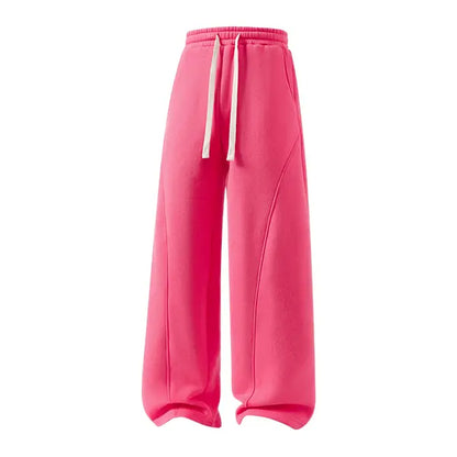 Men's Solid-Color Drawstring Pants with Curved Blade Design - Comfortable and Versatile Trousers for All Seasons and Everyday Layering in Beige.