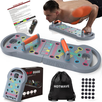 HOTWAVE Professional Push-Up Board for Strength Training - Versatile Home Workout Station with Non-Slip Handles for Chest, Shoulders, Back & Triceps