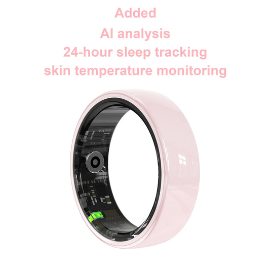 Hitienx Women's Pink Ceramic Smart Ring - Fitness & Sleep Tracker with Heart Rate Monitor, Stress Management, Cycle Tracking, IP68 Waterproof, 3-5 Day Battery Life, Compatible with iOS & Android, Includes Charging Case