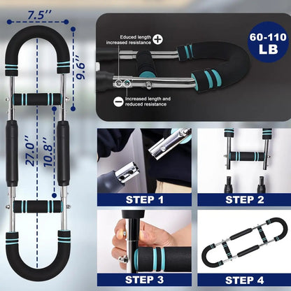 Adjustable Power Twister Bar with 60-110Lb Spring Resistance - Portable Hand Grip Trainer for Strength Training and Chest Exercises at Home