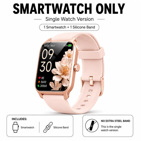 Premium Touch Screen Smart Watch for Men and Women with Message Notifications, Step Tracking, Alarm, Timer, Music Control, Comfortable Strap, Compatible with iOS and Android Smartphones - Ideal Back to School Gift