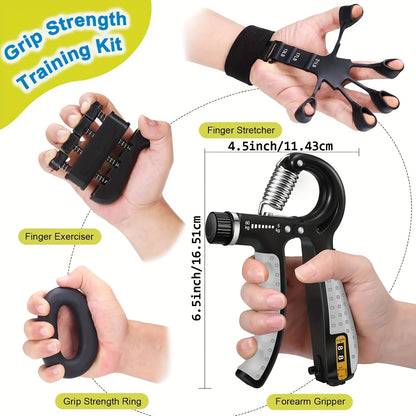 Unisex Adjustable Resistance Variable Wave Shape Rubber Pro Grip Trainer Set - 4-Pack (10-130 Lbs) for Strength Training, Forearm Development, and Carpal Tunnel Relief