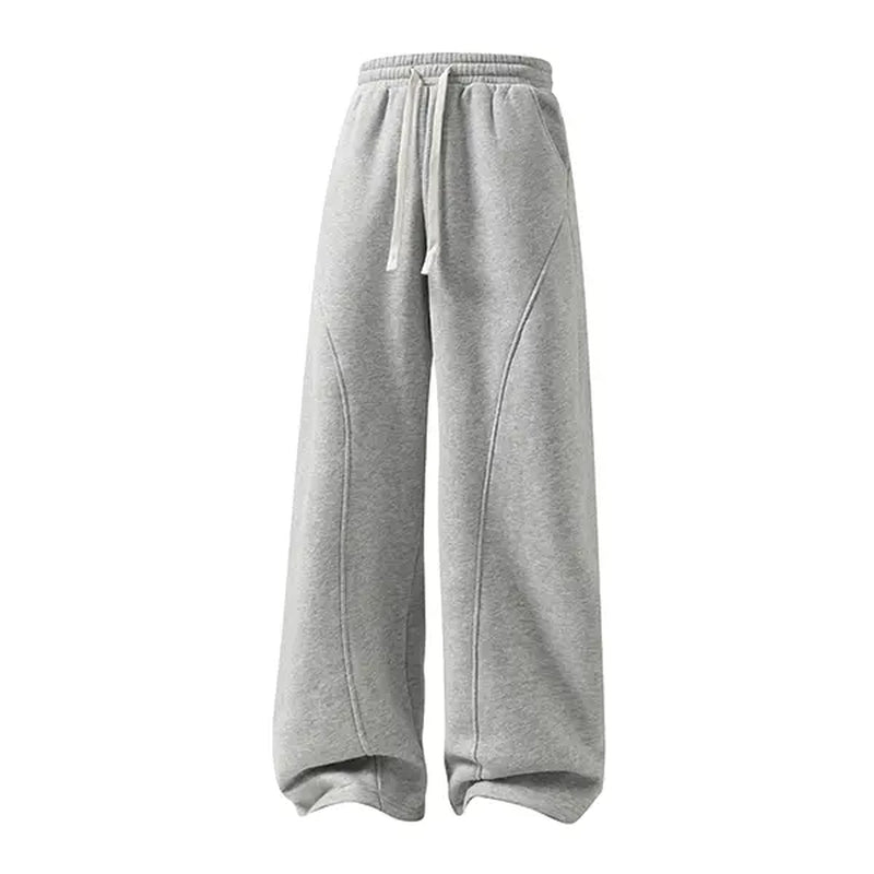 Men's Solid-Color Drawstring Pants with Curved Blade Design - Comfortable and Versatile Trousers for All Seasons and Everyday Layering in Beige.