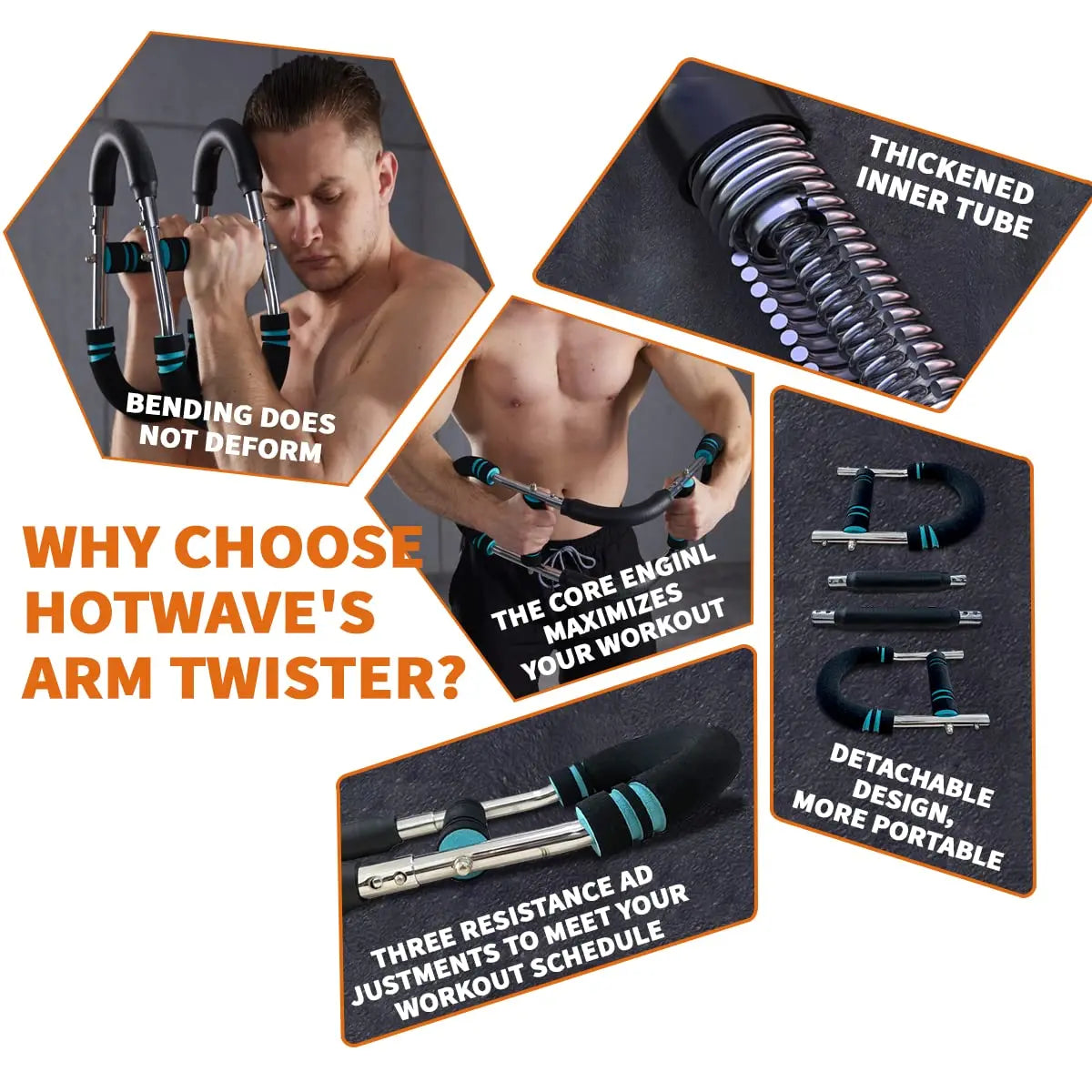 HOTWAVE Adjustable Arm and Chest Trainer for Upper Body Strength - Portable Spring Resistance Fitness Equipment