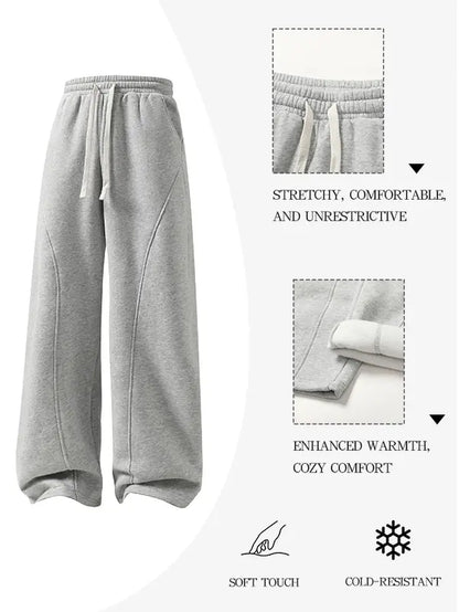 Men's Solid-Color Drawstring Pants with Curved Blade Design - Comfortable and Versatile Trousers for All Seasons and Everyday Layering in Beige.