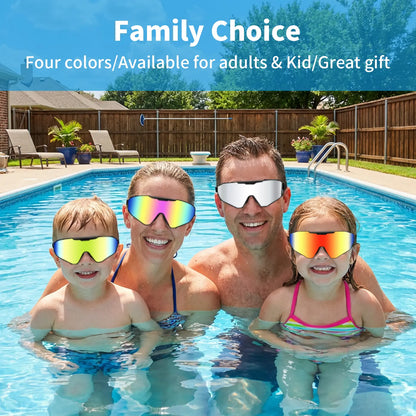 Outly Dual Swim Goggles Set with Adjustable Ear Plugs, Wide Silicone Frame for Adults and Children Ages 4-12, Anti-Fog UV Protection, 180° Leak-Proof Visibility for Pool Use