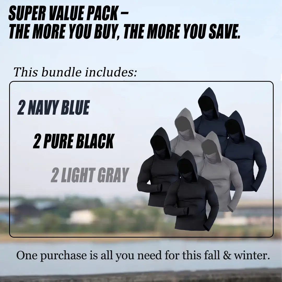 Men's 6-Piece Casual Hoodie Set - Slim Fit, Lightweight Long Sleeve Pullovers with UPF Sun Protection - Soft, Breathable, and Versatile Stylish Tops for Multiple Occasions - Machine Washable