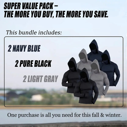 Men's 6-Piece Casual Hoodie Set - Slim Fit, Lightweight Long Sleeve Pullovers with UPF Sun Protection - Soft, Breathable, and Versatile Stylish Tops for Multiple Occasions - Machine Washable