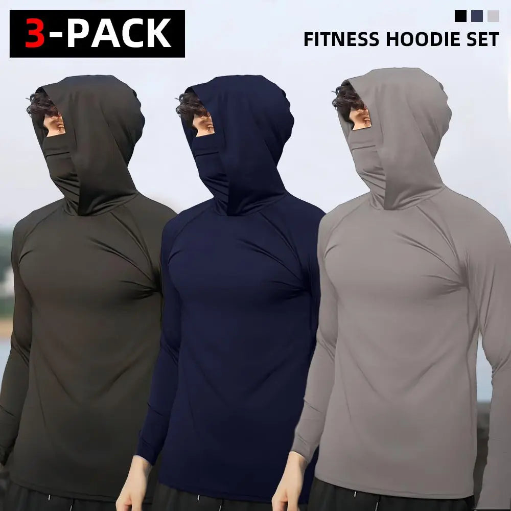 Men's 6-Piece Casual Hoodie Set - Slim Fit, Lightweight Long Sleeve Pullovers with UPF Sun Protection - Soft, Breathable, and Versatile Stylish Tops for Multiple Occasions - Machine Washable