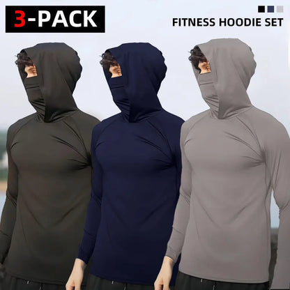 Men's 6-Piece Casual Hoodie Set - Slim Fit, Lightweight Long Sleeve Pullovers with UPF Sun Protection - Soft, Breathable, and Versatile Stylish Tops for Multiple Occasions - Machine Washable
