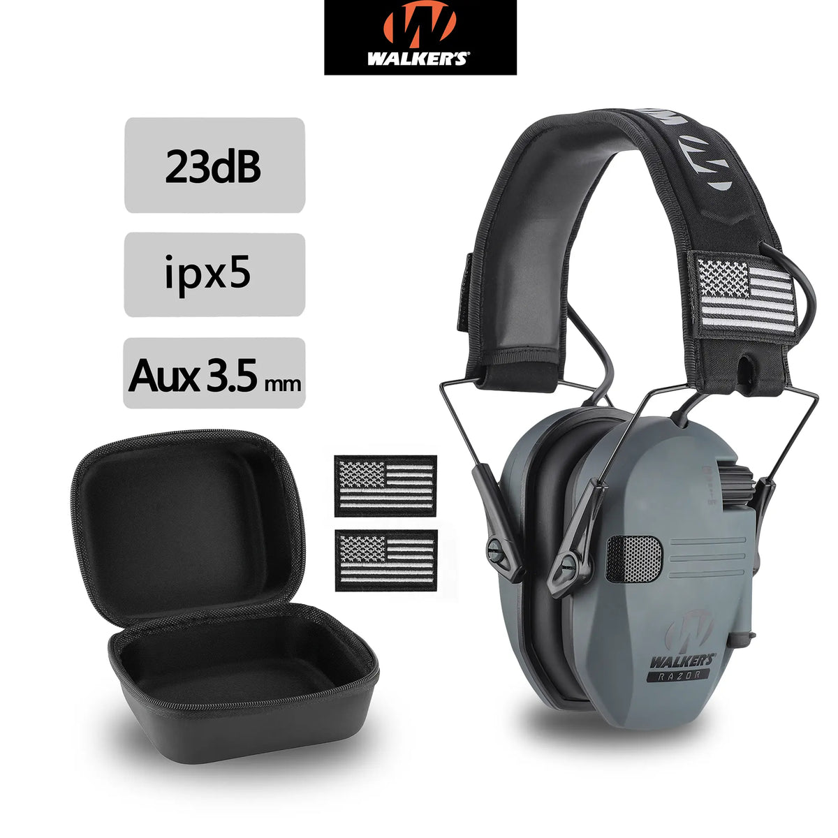 W1-Y Tactical Noise Reduction Earmuffs with Adjustable Headband and Sound Pickup for Hearing Protection in Competitive Shooting, Hunting, and Work Environments