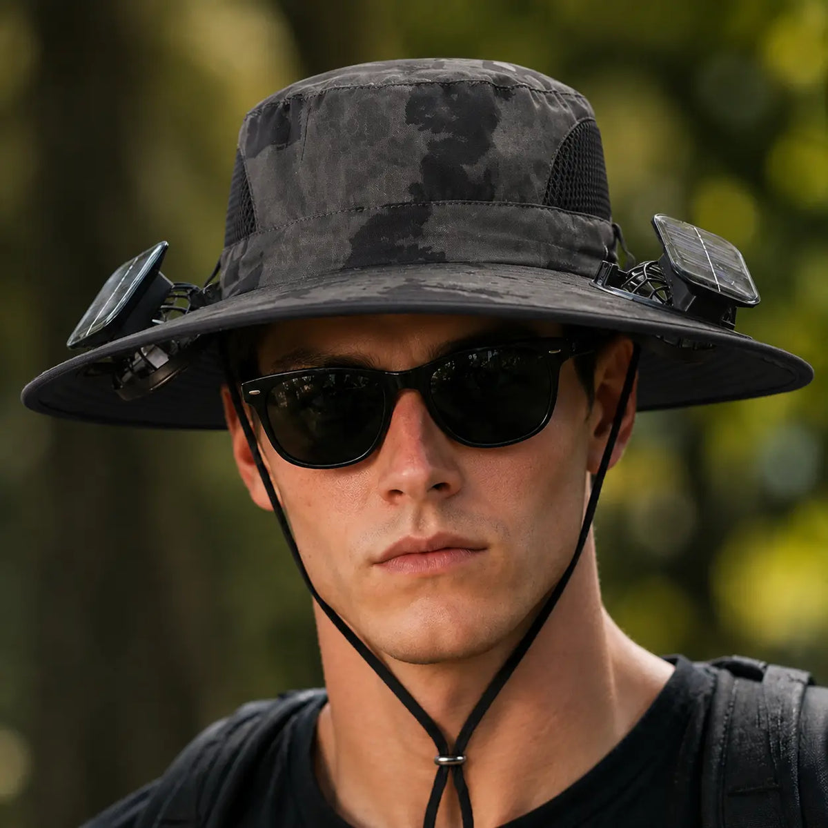 Solar-Powered Outdoor Cooling Hat with Integrated Fan — Water-Resistant Sun Protection Bucket Hat for Sporting Events | Dual-Power Rechargeable | Lightweight Unisex Design