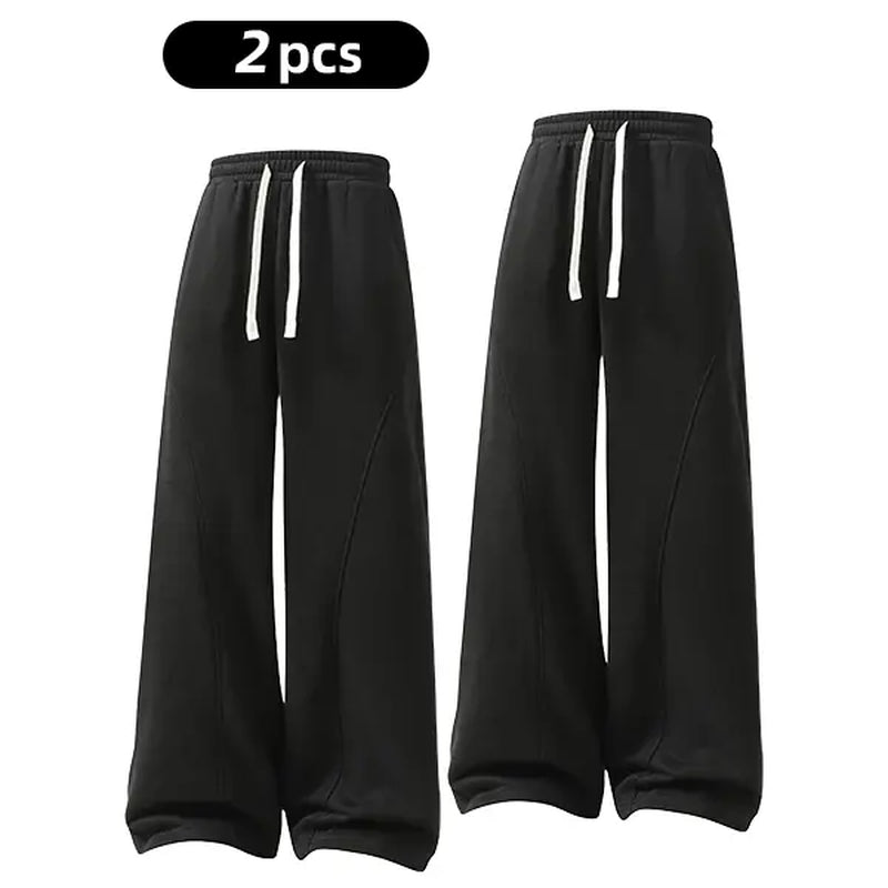 Men's Solid-Color Drawstring Pants with Curved Blade Design - Comfortable and Versatile Trousers for All Seasons and Everyday Layering in Beige.