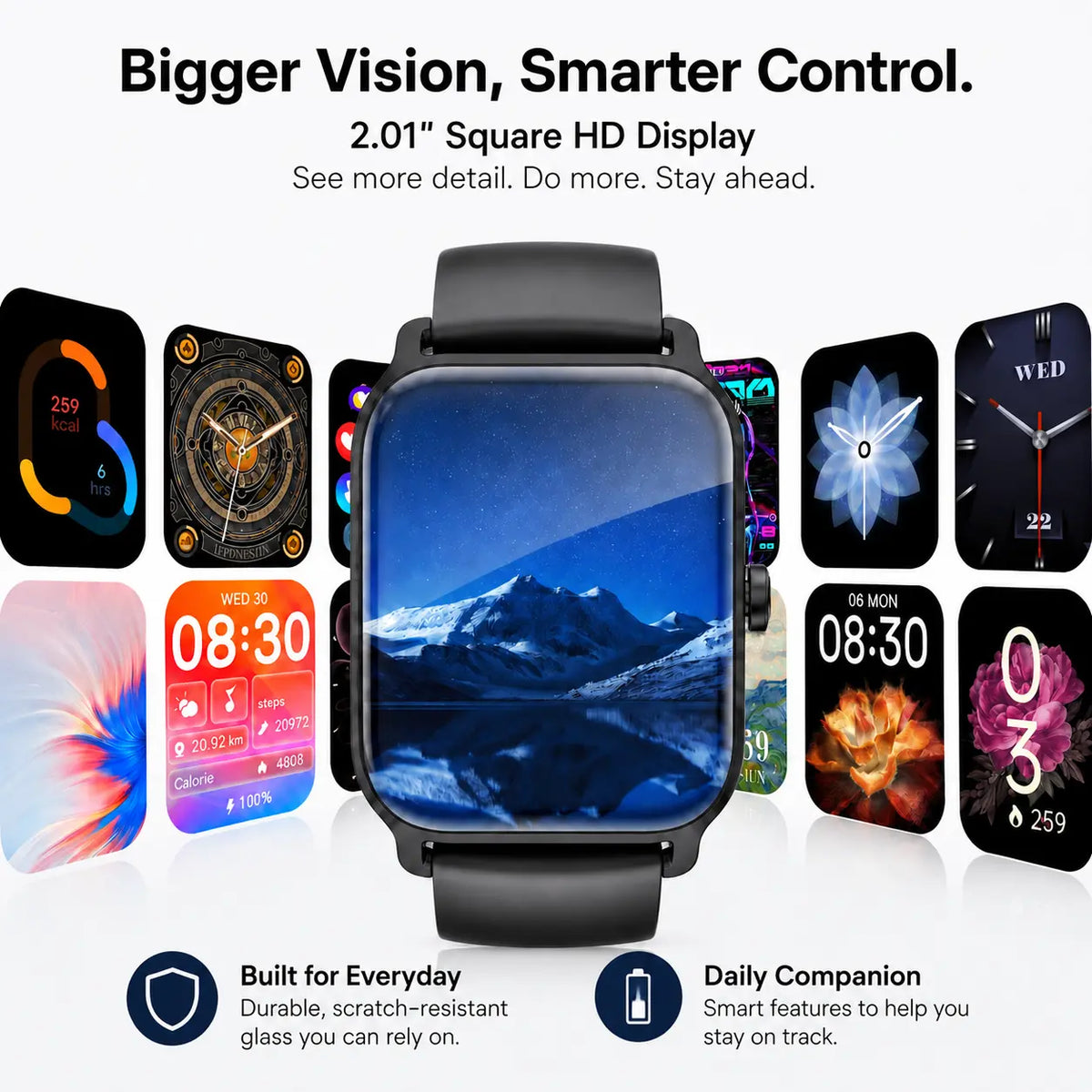 Premium Touch Screen Smart Watch for Men and Women with Message Notifications, Step Tracking, Alarm, Timer, Music Control, Comfortable Strap, Compatible with iOS and Android Smartphones - Ideal Back to School Gift