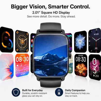 Premium Touch Screen Smart Watch for Men and Women with Message Notifications, Step Tracking, Alarm, Timer, Music Control, Comfortable Strap, Compatible with iOS and Android Smartphones - Ideal Back to School Gift