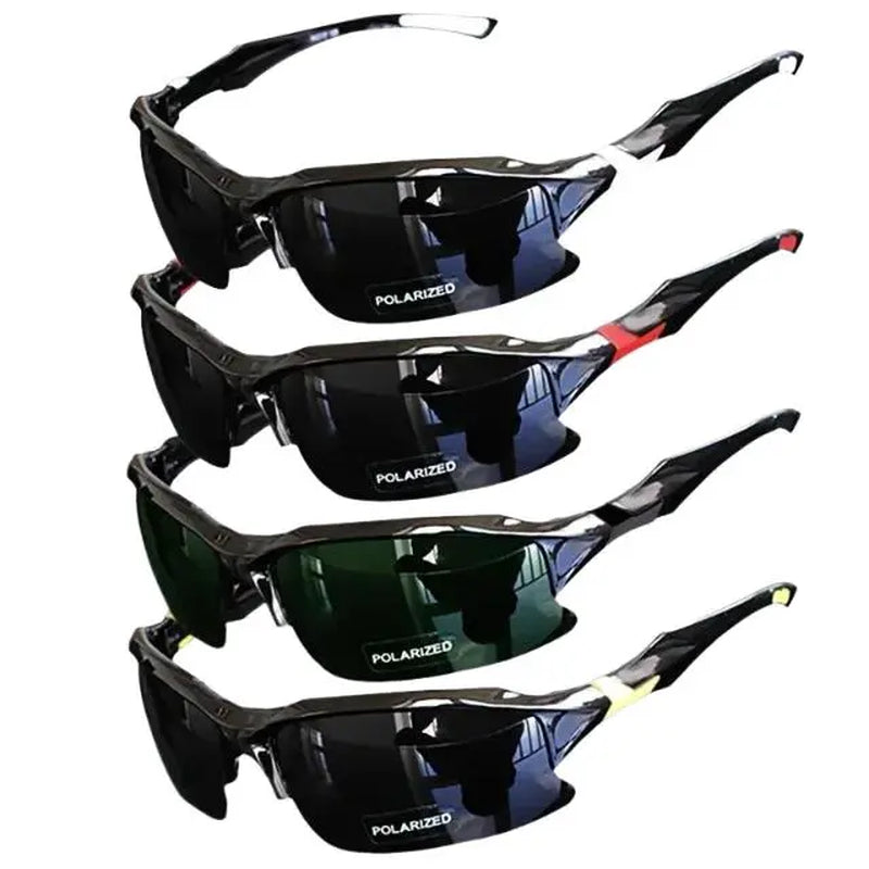 Men's Polarized Sports Sunglasses - 4-Pack with Secure Fit and UV Protection for Outdoor Activities like Golf and Driving
