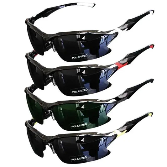 Men's Polarized Sports Sunglasses - 4-Pack with Secure Fit and UV Protection for Outdoor Activities like Golf and Driving