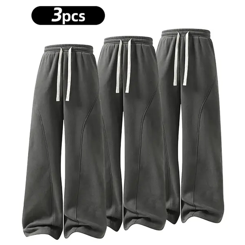 Men's Solid-Color Drawstring Pants with Curved Blade Design - Comfortable and Versatile Trousers for All Seasons and Everyday Layering in Beige.