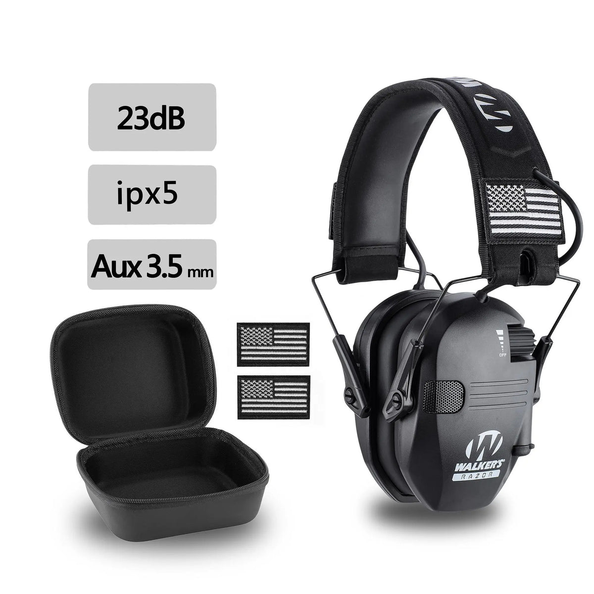 W1-Y Tactical Noise Reduction Earmuffs with Adjustable Headband and Sound Pickup for Hearing Protection in Competitive Shooting, Hunting, and Work Environments