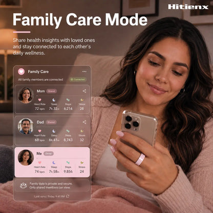 Hitienx Women's Pink Ceramic Smart Ring - Fitness & Sleep Tracker with Heart Rate Monitor, Stress Management, Cycle Tracking, IP68 Waterproof, 3-5 Day Battery Life, Compatible with iOS & Android, Includes Charging Case