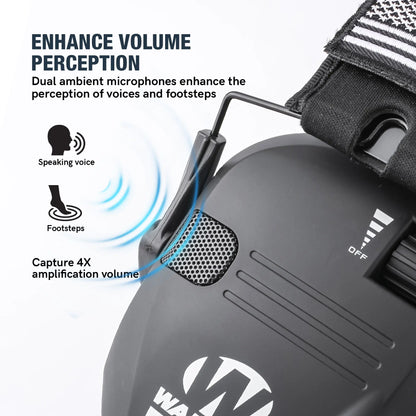 W1-Y Tactical Noise Reduction Earmuffs with Adjustable Headband and Sound Pickup for Hearing Protection in Competitive Shooting, Hunting, and Work Environments
