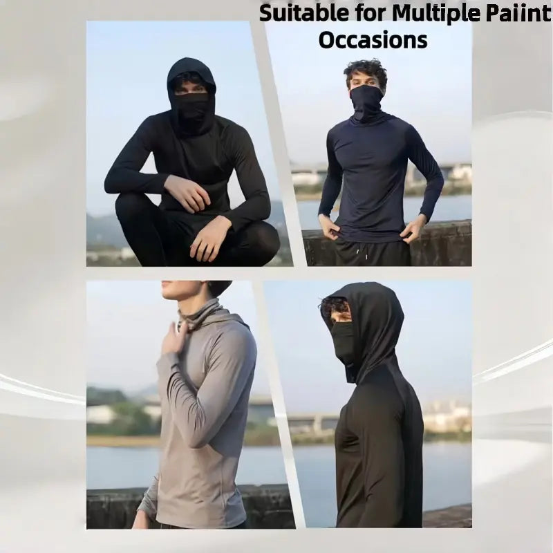 Men's 6-Piece Casual Hoodie Set - Slim Fit, Lightweight Long Sleeve Pullovers with UPF Sun Protection - Soft, Breathable, and Versatile Stylish Tops for Multiple Occasions - Machine Washable