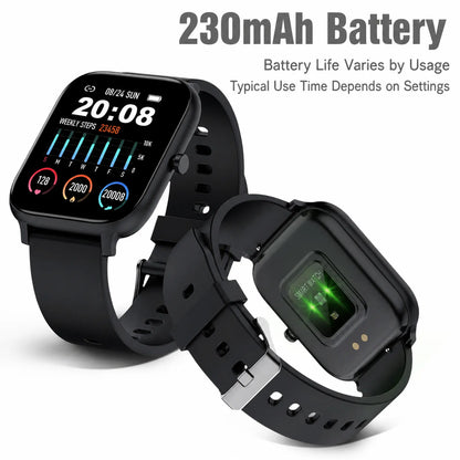 Premium Touch Screen Smart Watch for Men and Women with Message Notifications, Step Tracking, Alarm, Timer, Music Control, Comfortable Strap, Compatible with iOS and Android Smartphones - Ideal Back to School Gift