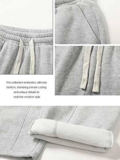 Men's Solid-Color Drawstring Pants with Curved Blade Design - Comfortable and Versatile Trousers for All Seasons and Everyday Layering in Beige.