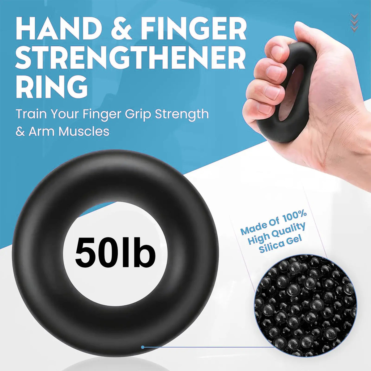 Unisex Adjustable Resistance Variable Wave Shape Rubber Pro Grip Trainer Set - 4-Pack (10-130 Lbs) for Strength Training, Forearm Development, and Carpal Tunnel Relief