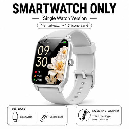 Premium Touch Screen Smart Watch for Men and Women with Message Notifications, Step Tracking, Alarm, Timer, Music Control, Comfortable Strap, Compatible with iOS and Android Smartphones - Ideal Back to School Gift