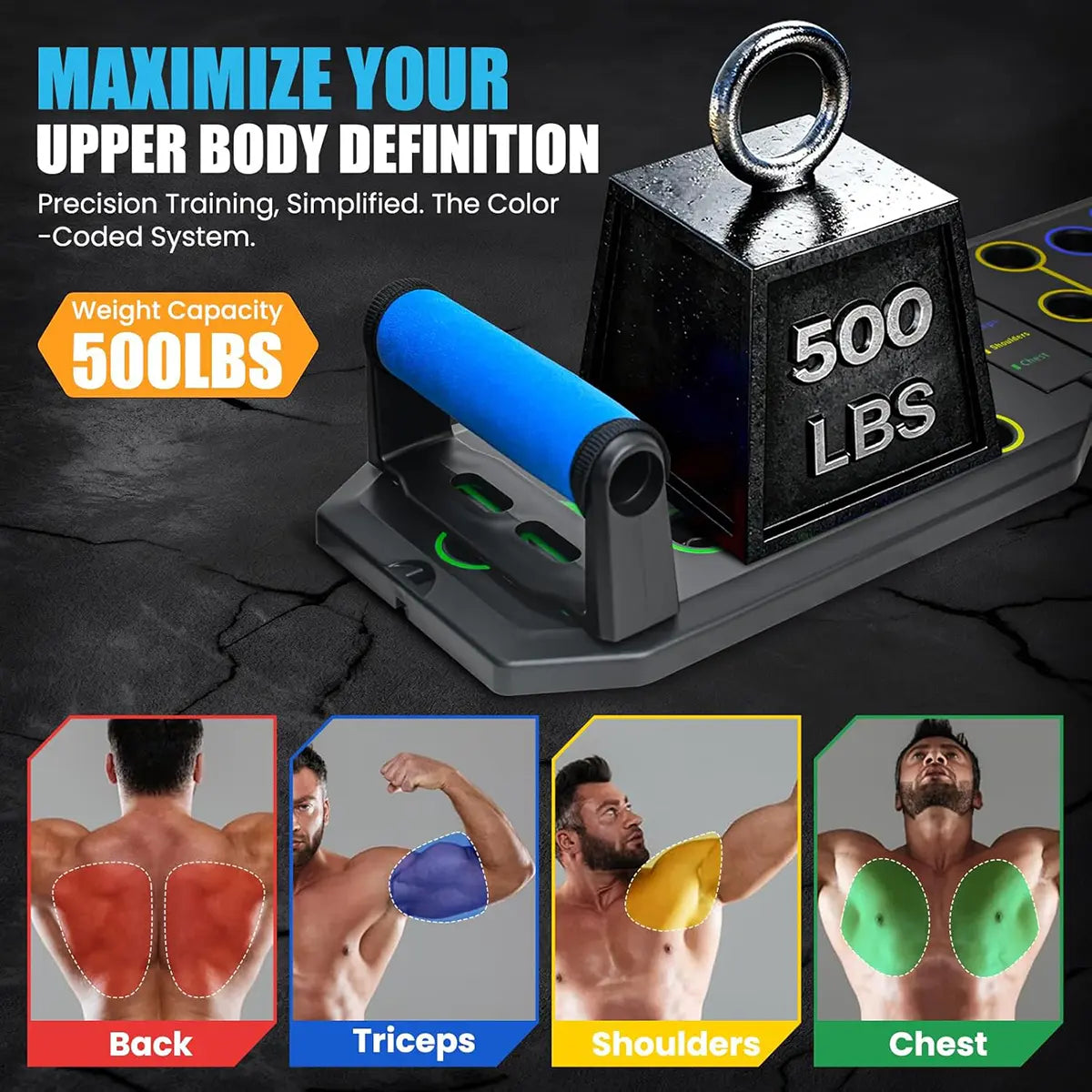 28-Hole Enhanced Push-Up Board Fitness Kit - Versatile Foldable Home Workout Equipment with Push-Up Bars and Resistance Bands for Comprehensive Upper Body Training, Ideal for Home, Gym, and Travel