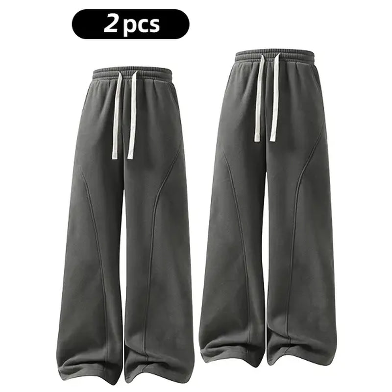 Men's Solid-Color Drawstring Pants with Curved Blade Design - Comfortable and Versatile Trousers for All Seasons and Everyday Layering in Beige.