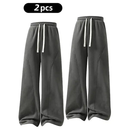 Men's Solid-Color Drawstring Pants with Curved Blade Design - Comfortable and Versatile Trousers for All Seasons and Everyday Layering in Beige.