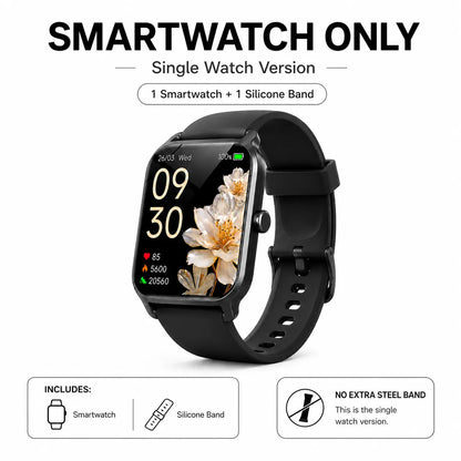 Premium Touch Screen Smart Watch for Men and Women with Message Notifications, Step Tracking, Alarm, Timer, Music Control, Comfortable Strap, Compatible with iOS and Android Smartphones - Ideal Back to School Gift