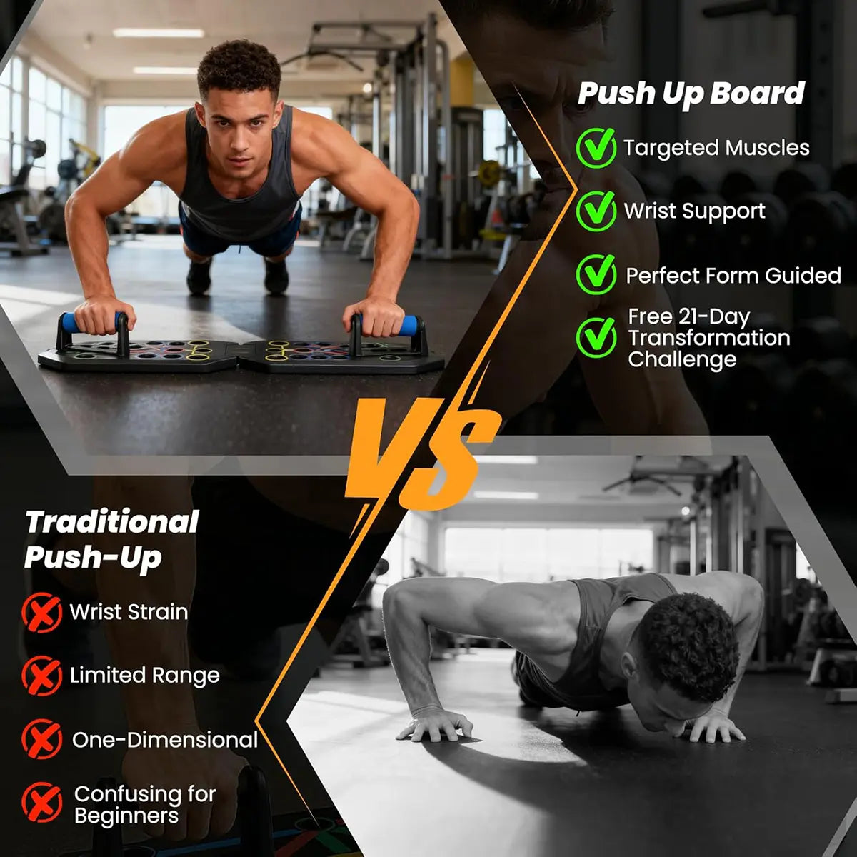 28-Hole Enhanced Push-Up Board Fitness Kit - Versatile Foldable Home Workout Equipment with Push-Up Bars and Resistance Bands for Comprehensive Upper Body Training, Ideal for Home, Gym, and Travel