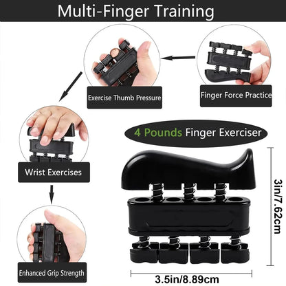 Unisex Adjustable Resistance Variable Wave Shape Rubber Pro Grip Trainer Set - 4-Pack (10-130 Lbs) for Strength Training, Forearm Development, and Carpal Tunnel Relief