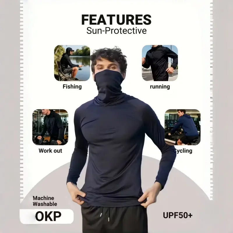 Men's 6-Piece Casual Hoodie Set - Slim Fit, Lightweight Long Sleeve Pullovers with UPF Sun Protection - Soft, Breathable, and Versatile Stylish Tops for Multiple Occasions - Machine Washable