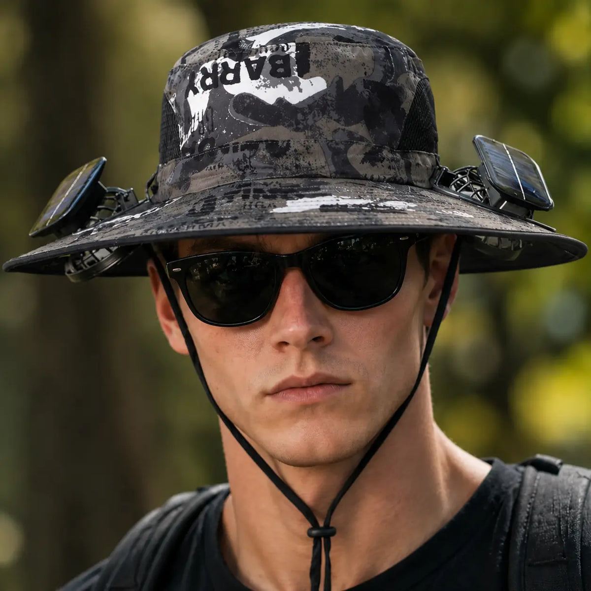 Solar-Powered Outdoor Cooling Hat with Integrated Fan — Water-Resistant Sun Protection Bucket Hat for Sporting Events | Dual-Power Rechargeable | Lightweight Unisex Design
